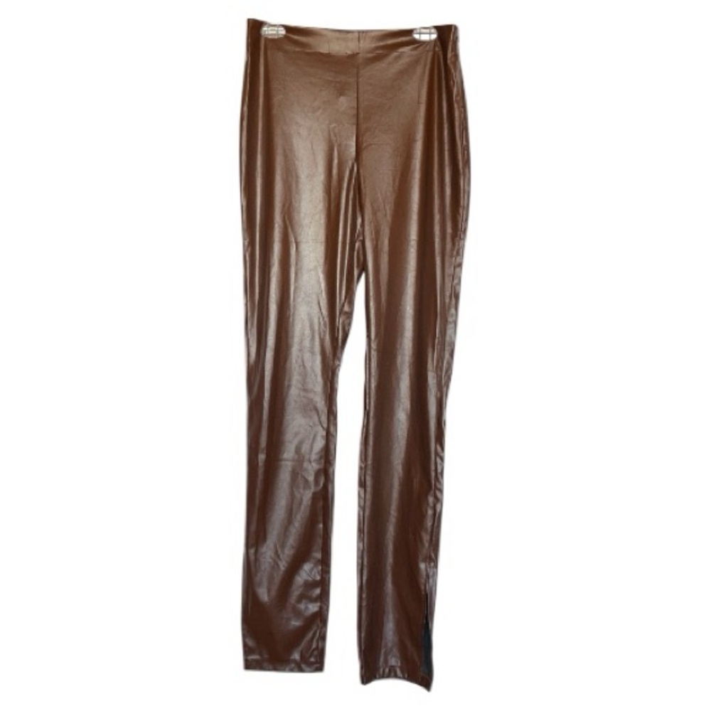 NWT S Betro brown High Waist Split Hem Faux Leather Pants XL